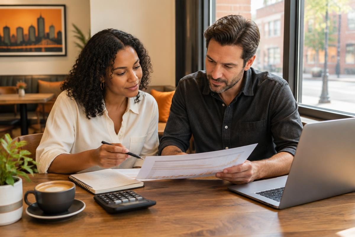 Business owner and advisor reviewing a project estimate together